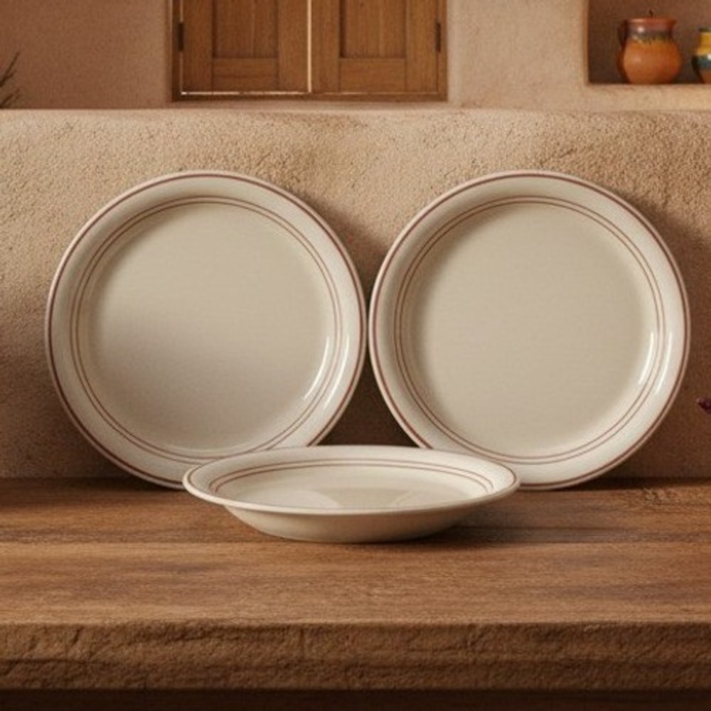 Anchor Hocking Adobe Salad Plates #C8700/10, Set of 3, Vtg Stoneware, Dinnerware